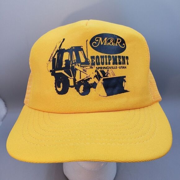 Vintage CASE Construction Equipment Snap Back Trucker  Farmer Hat Cap Yellow - Picture 1 of 7